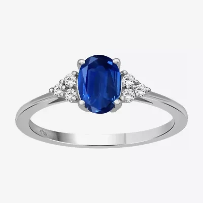 Womens Gemstone & 1/10 CT. T.W. Natural Diamond 10K Gold Oval Cocktail Ring