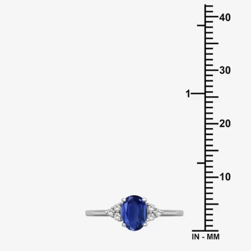 Womens Gemstone & 1/10 CT. T.W. Natural Diamond 10K Gold Oval Cocktail Ring