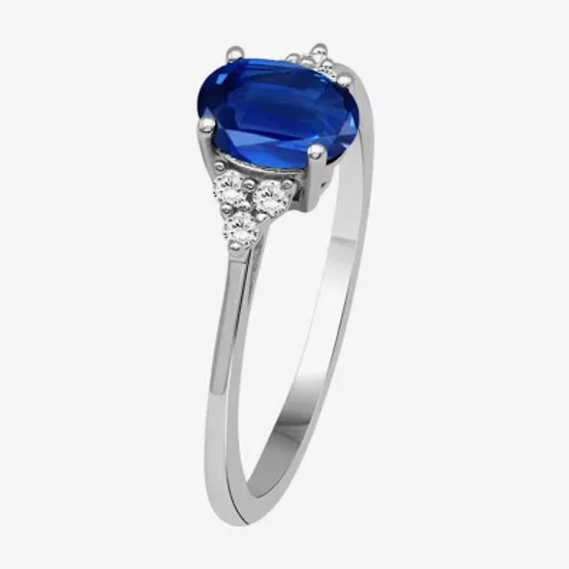 Womens Gemstone & 1/10 CT. T.W. Natural Diamond 10K Gold Oval Cocktail Ring