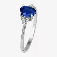 Womens Gemstone & 1/10 CT. T.W. Natural Diamond 10K Gold Oval Cocktail Ring