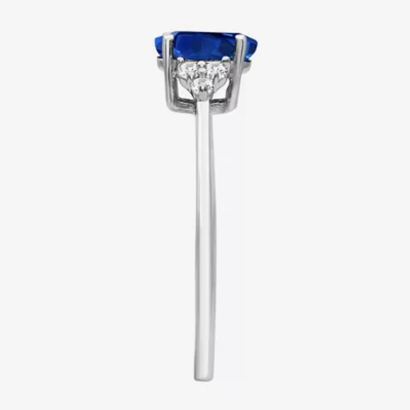 Womens Gemstone & 1/10 CT. T.W. Natural Diamond 10K Gold Oval Cocktail Ring