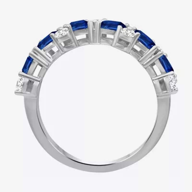 Womens 2MM Gemstone & 1/3 CT. T.W. Natural Diamond 10K Gold Marquise Band
