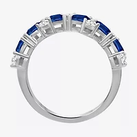 Womens 2MM Gemstone & 1/3 CT. T.W. Natural Diamond 10K Gold Marquise Band