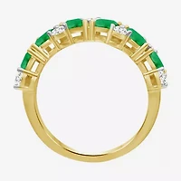 Womens 2MM Gemstone & 1/3 CT. T.W. Natural Diamond 10K Gold Marquise Band