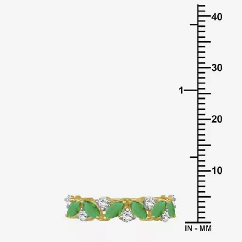 Womens 2MM Gemstone & 1/3 CT. T.W. Natural Diamond 10K Gold Marquise Band