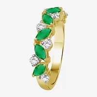 Womens 2MM Gemstone & 1/3 CT. T.W. Natural Diamond 10K Gold Marquise Band