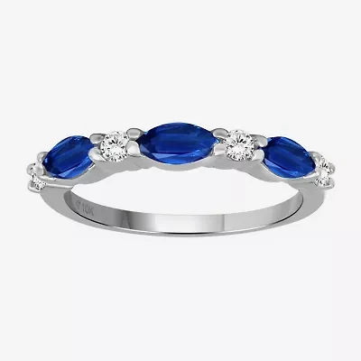 Womens Gemstone & 1/8 CT. T.W. Natural Diamond 10K Gold Marquise Band