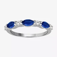 Womens Gemstone & 1/8 CT. T.W. Natural Diamond 10K Gold Marquise Band