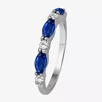 Womens Gemstone & 1/8 CT. T.W. Natural Diamond 10K Gold Marquise Band