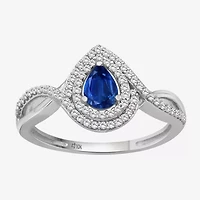 Womens Gemstone & 1/5 CT. T.W. Natural Diamond 10K Gold Pear Cocktail Ring