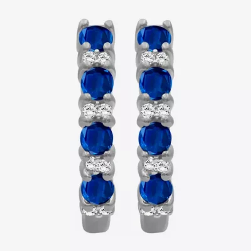 Womens Gemstone & 1/10 CT. T.W. Natural Diamond 10K Gold 15.4mm Hoop Earrings
