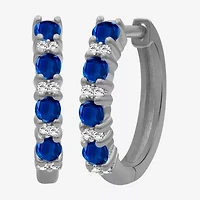 Womens Gemstone & 1/10 CT. T.W. Natural Diamond 10K Gold 15.4mm Hoop Earrings