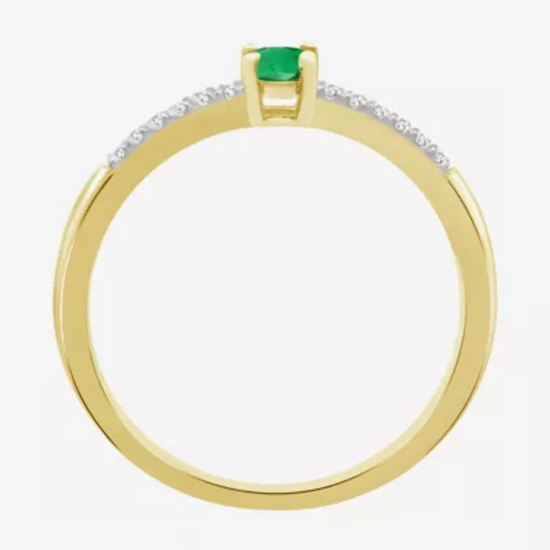 Womens Gemstone & 1/10 CT. T.W. Natural Diamond 10K Gold Cocktail Ring