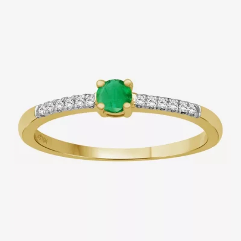 Womens Gemstone & 1/10 CT. T.W. Natural Diamond 10K Gold Cocktail Ring