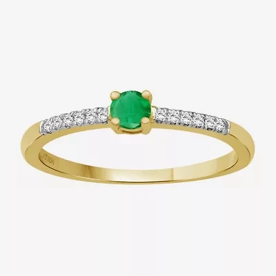 Womens Gemstone & 1/10 CT. T.W. Natural Diamond 10K Gold Cocktail Ring