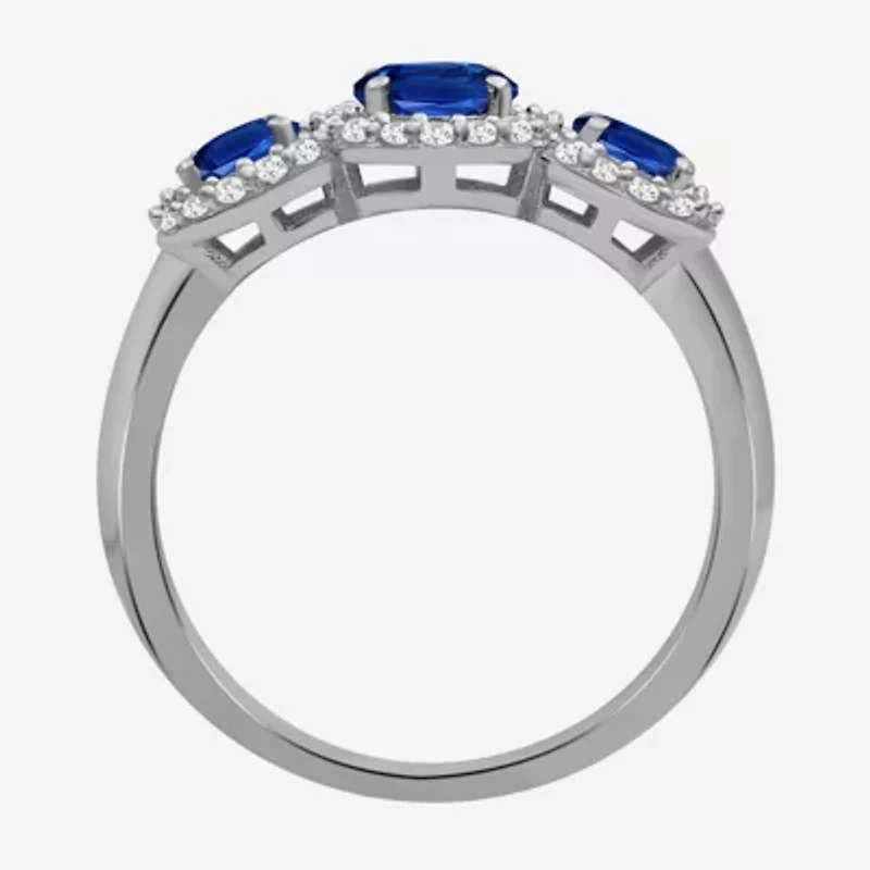 Womens Gemstone & 1/5 CT. T.W. Natural Diamond 10K Gold 3-Stone Cocktail Ring