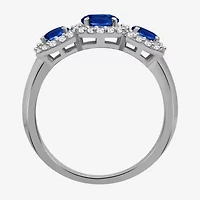 Womens Gemstone & 1/5 CT. T.W. Natural Diamond 10K Gold 3-Stone Cocktail Ring