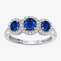 Womens Gemstone & 1/5 CT. T.W. Natural Diamond 10K Gold 3-Stone Cocktail Ring