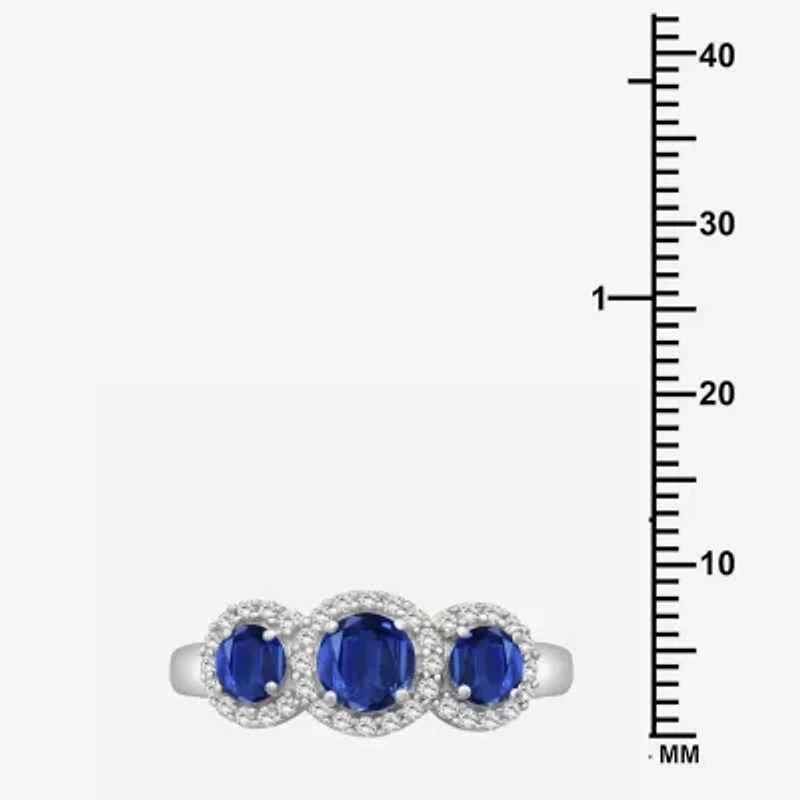 Womens Gemstone & 1/5 CT. T.W. Natural Diamond 10K Gold 3-Stone Cocktail Ring