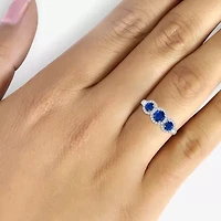 Womens Gemstone & 1/5 CT. T.W. Natural Diamond 10K Gold 3-Stone Cocktail Ring