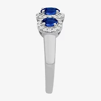 Womens Gemstone & 1/5 CT. T.W. Natural Diamond 10K Gold 3-Stone Cocktail Ring