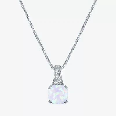 Gemstone Sterling Silver Cushion Pendant Necklace