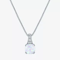Gemstone Sterling Silver Cushion Pendant Necklace