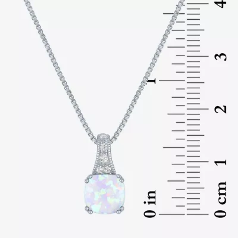 Gemstone Sterling Silver Cushion Pendant Necklace