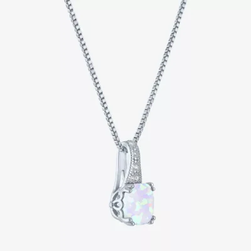 Gemstone Sterling Silver Cushion Pendant Necklace