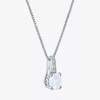Gemstone Sterling Silver Cushion Pendant Necklace