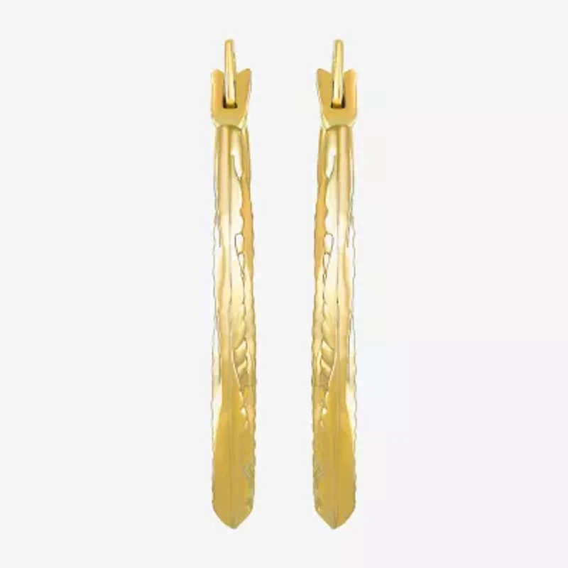 Croissant Womens 10K Gold 21.1mm Round Hoop Earrings
