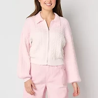 Forever 21 Cable Knit Womens Juniors Long Sleeve Zipper Cardigan