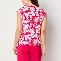 Liz Claiborne Womens Round Neck Sleeveless Blouse