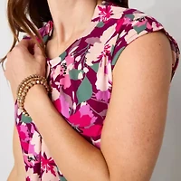Liz Claiborne Womens Round Neck Sleeveless Blouse