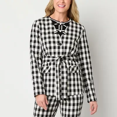 Liz Claiborne Womens Gingham Classic Fit Blazer