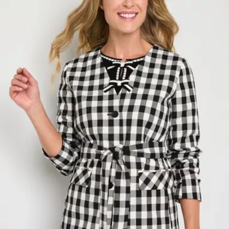 Liz Claiborne Womens Gingham Classic Fit Blazer