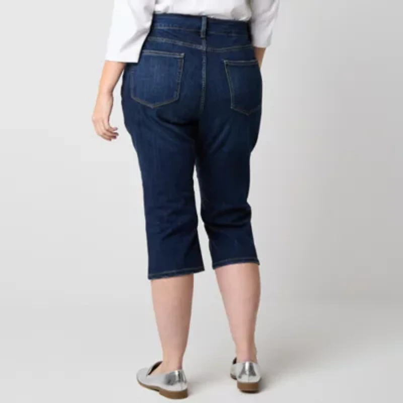 St. John's Bay Womens Skinny Mid Rise Plus Capri Pant
