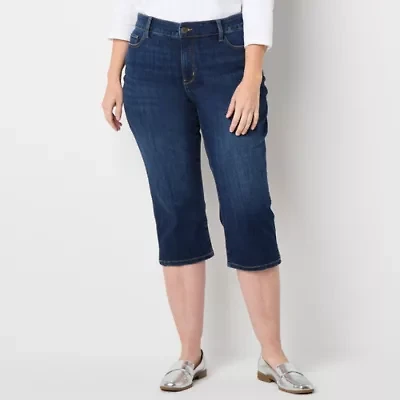 St. John's Bay Womens Skinny Mid Rise Plus Capri Pant