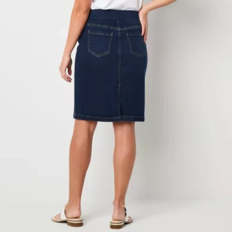 Liz Claiborne Womens Mid Rise Denim Skirt