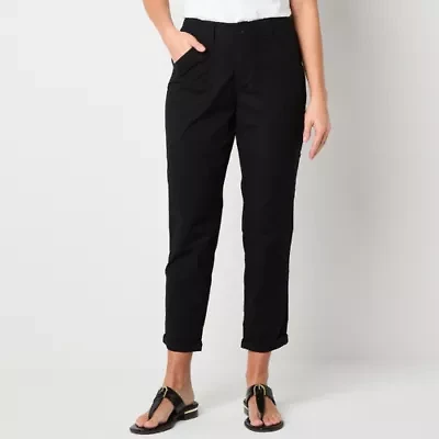 Liz Claiborne Womens Slim Mid Rise Cropped Pant