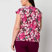Liz Claiborne Womens Crew Neck Sleeveless Plus Blouse