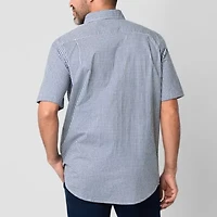 St. John's Bay Poplin Dexterity Mens Easy-on + Easy-off Short Sleeve Classic Fit Button-Down Shirt