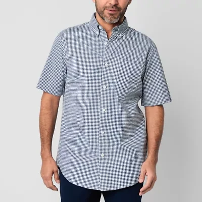 St. John's Bay Poplin Dexterity Mens Easy-on + Easy-off Short Sleeve Classic Fit Button-Down Shirt
