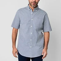 St. John's Bay Poplin Dexterity Mens Easy-on + Easy-off Short Sleeve Classic Fit Button-Down Shirt