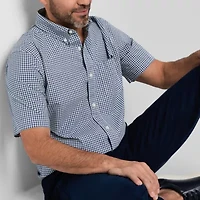 St. John's Bay Poplin Dexterity Mens Easy-on + Easy-off Short Sleeve Classic Fit Button-Down Shirt