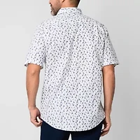 St. John's Bay Poplin Dexterity Mens Easy-on + Easy-off Short Sleeve Classic Fit Button-Down Shirt