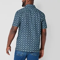 mutual weave Denim Camp Mens Short Sleeve Classic Fit Big and Tall Button-Down Shirt
