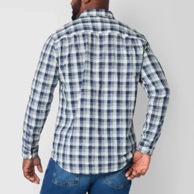 mutual weave Mens Long Sleeve Classic Fit Big and Tall Button-Down Shirt