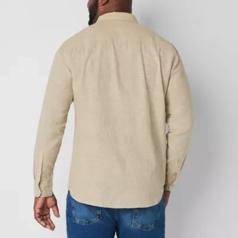 mutual weave Mens Long Sleeve Classic Fit Big and Tall Button-Down Shirt