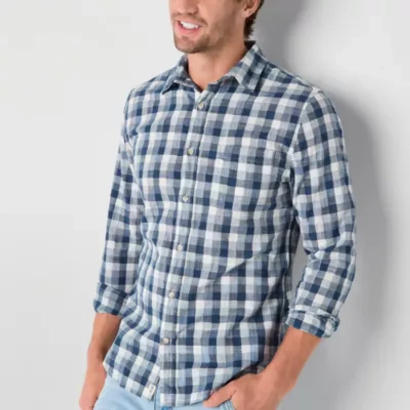 mutual weave Mens Long Sleeve Regular Fit Button-Down Shirt
